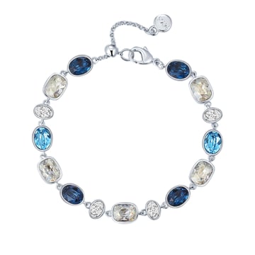 Festival Rose Bracelet with Blue Swarovski Crystals Bridal Rhodium Plated