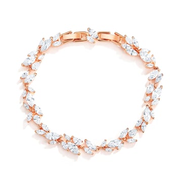 Louison Cluster Statement Bracelet with Clear Cubic Zirconia Rose Gold Plated