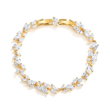 Louison Cluster Statement Bracelet with Clear Cubic Zirconia Gold Plated