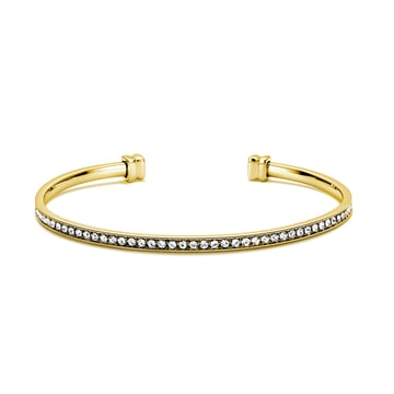 Eternity Metro Open Bangle with Clear Austrian Crystals Gold Plated