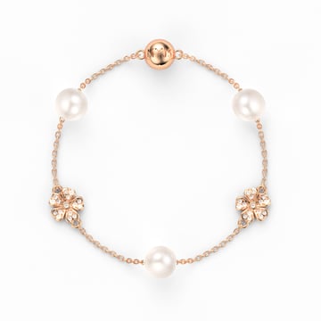 Cherry Blossom Flower Bracelet White Freshwater Pearls Rose Gold Plated