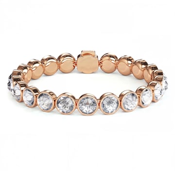 Statement Tennis Bracelet with Clear Crystals Rose Gold Plated