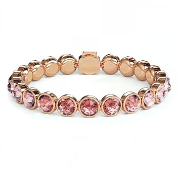 Statement Tennis Bracelet with Vintage Rose Crystals Rose Gold Plated