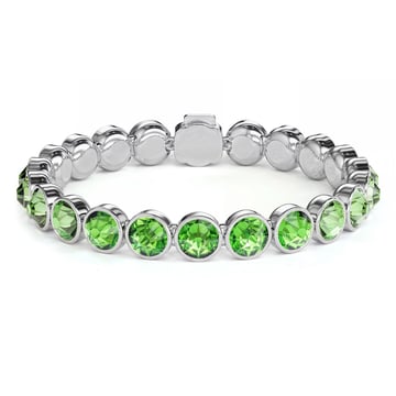 Statement Tennis Bracelet with Peridot Crystals Rhodium Plated