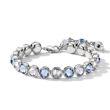 Signature Tennis Bracelet Crystal Blue Shade and Light Sapphire Rhodium Plated