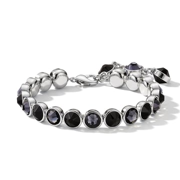 Signature Tennis Bracelet Jet and Graphite Rhodium Plated
