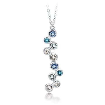 Fidelity Pendant with Blue Swarovski Crystals Bubbles Drop Bridal Rhodium Plated