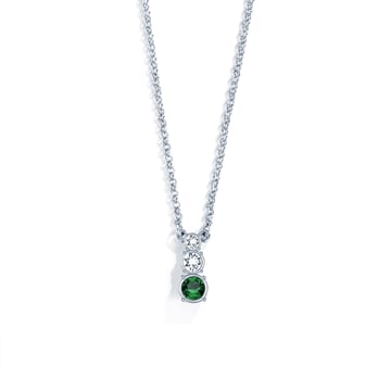 Attract Trilogy Round Pendant with Emerald Austrian Crystals Rhodium Plated