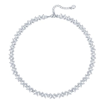Victoria Necklace with Marquise Clear CZ Bridal Rhodium Plated