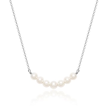Organic Freshwater Pearl Bar Necklace Rhodium Plated