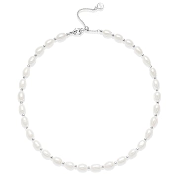 Cadence Freshwater Pearl Necklace Rhodium Plated