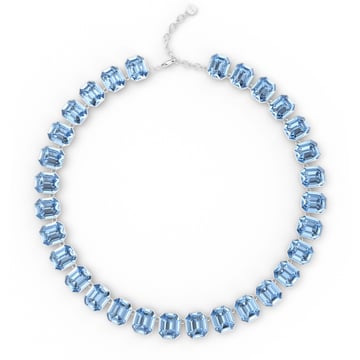 Octagon Sensational Statement Necklace Light Sapphire Crystals Rhodium Plated
