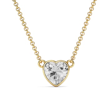 Heart Pendant Necklace with Clear Crystals Gold Plated