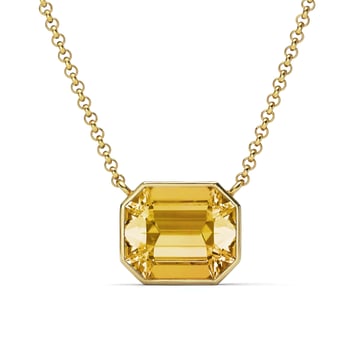Octagon Pendant Necklace with Crystal Golden Shadow Crystals Gold Plated