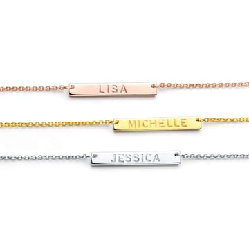 Personalised Hollow Carved Bar Necklace in Sterling Silver