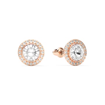 Angelic Stud Earrings Clear Crystals Rose Gold Plated