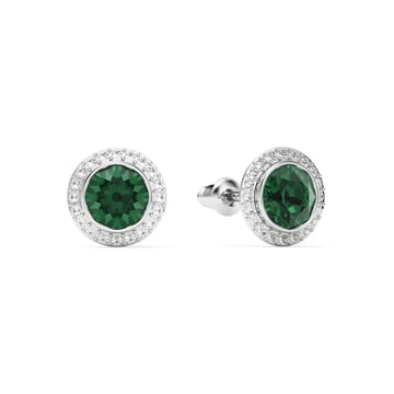 Angelic Stud Earrings Emerald Crystals Rhodium Plated