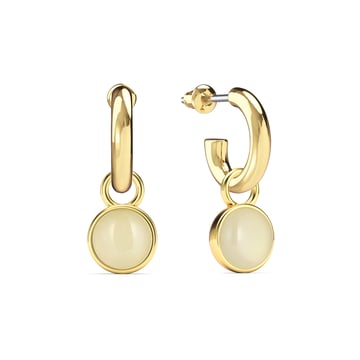 Round Cabochon Drop Earrings Amazonite Gold Plated