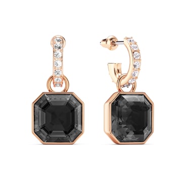 Asscher Mix Charms and Eternity 11mm Carrier Earrings Set Crystal Silver Night Rose Gold Plated