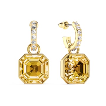 Asscher Mix Charms and Eternity 11mm Carrier Earrings Set Crystal Golden Shadow Gold Plated