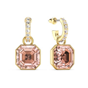 Asscher Mix Charms and Eternity 11mm Carrier Earrings Set Vintage Rose Gold Plated