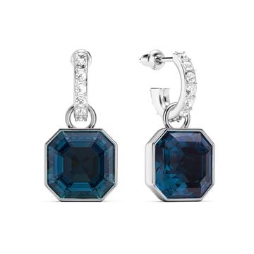 Asscher Mix Charms and Eternity 11mm Carrier Earrings Set Montana Rhodium Plated