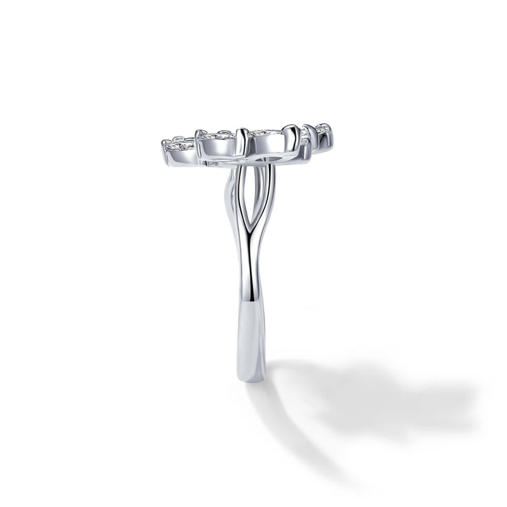 Louison Open Ring with Clear CZ Rhodium Plated