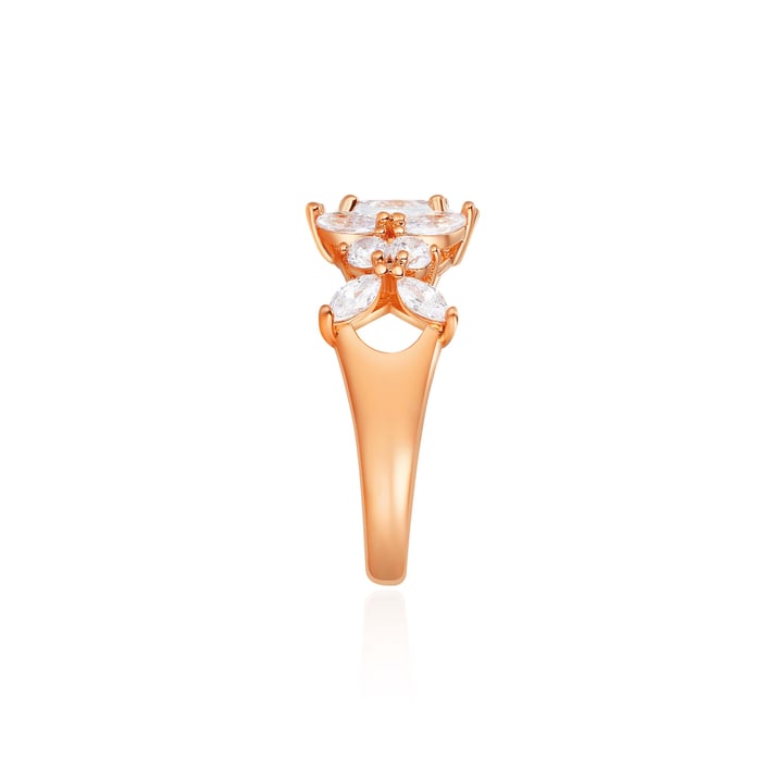 Victoria Statement Ring with Clear Cubic Zirconia Rose Gold Plated