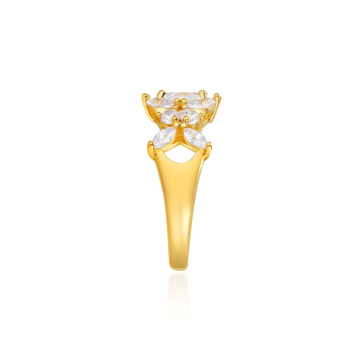 Victoria Statement Ring with Clear Cubic Zirconia Gold Plated