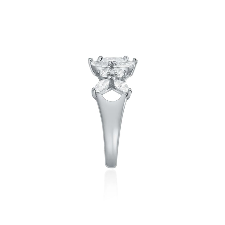 Victoria Statement Ring with Clear Cubic Zirconia Rhodium Plated