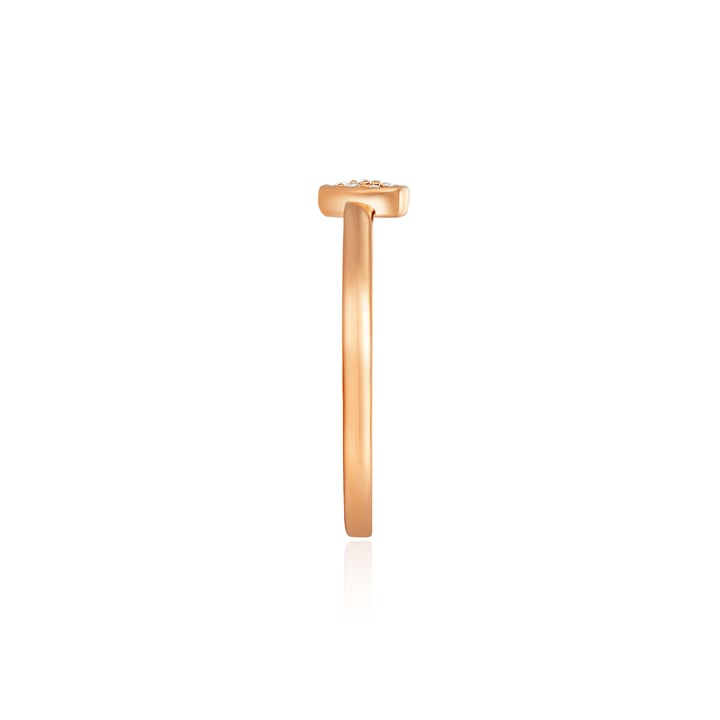 Minimalist Heart Stud Ring with Clear Swarovski Crystals Rose Gold Plated