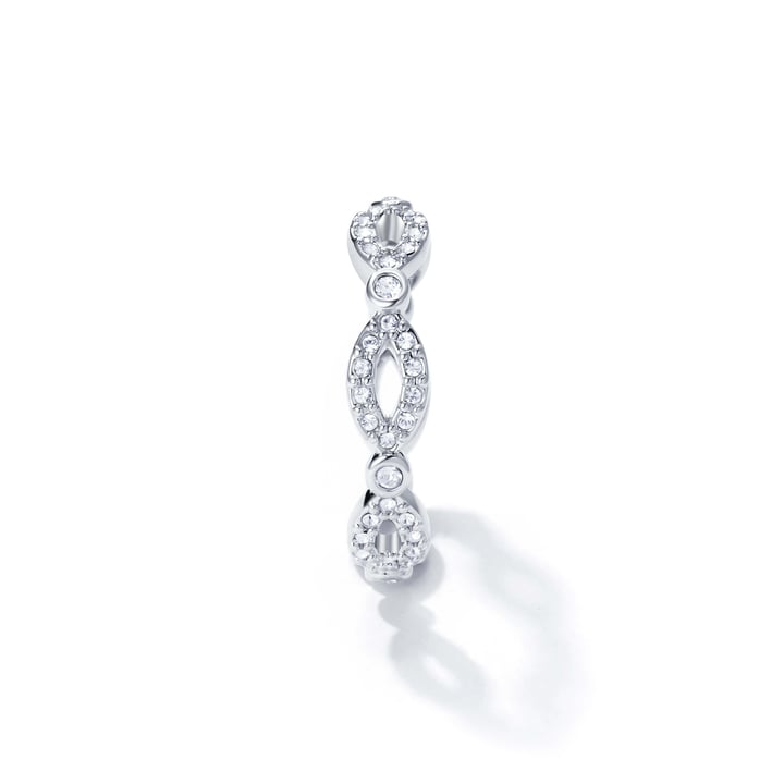 Infinity Eternity Ring with Clear Swarovski Crystals Rhodium Plated