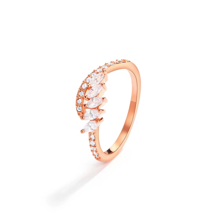 Aelia Ring with CZ and Clear Swarovski Crystals Rose Gold Plated