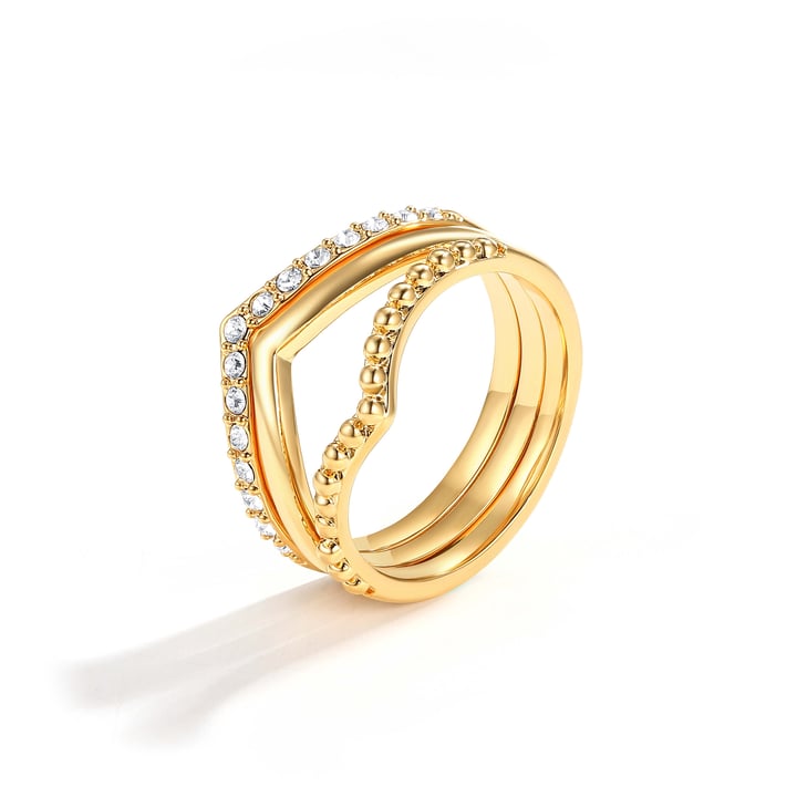 Wishbone Trio Stackable Ring Clear Gold Plated