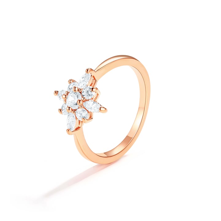 Polaris Star Ring with Clear Cubic Zirconia Rose Gold Plated