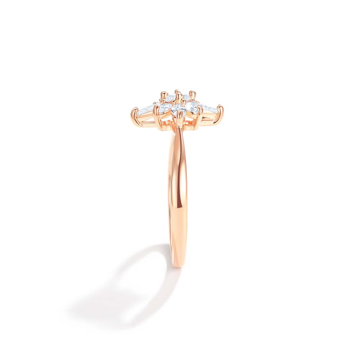 Polaris Star Ring with Clear Cubic Zirconia Rose Gold Plated