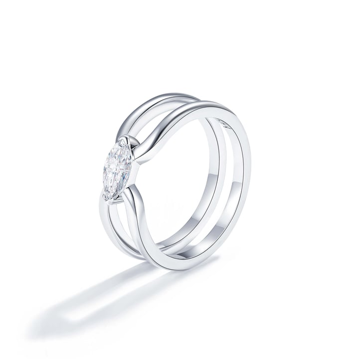 Stevie Unchained Ring with Marquise Cubic Zirconia Rhodium Plated