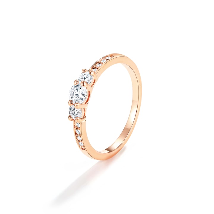Attract Trilogy Brilliance Ring with Clear Cubic Zirconia Rose Gold Plated
