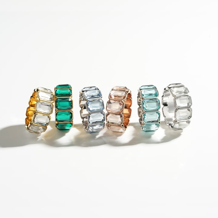 Octagon Band Ring Crystal Golden Shadow Crystals Gold Plated