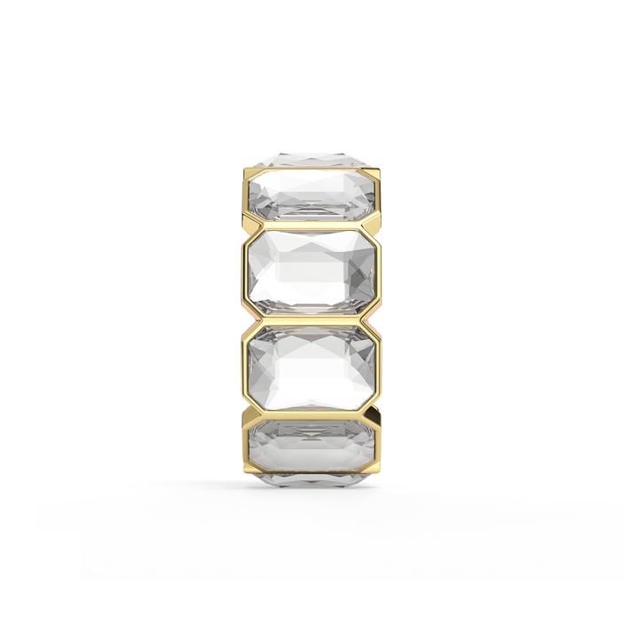 Octagon Band Ring Clear Crystals Gold Plated