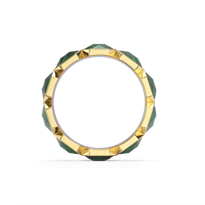 Octagon Band Ring Emerald Crystals Gold Plated