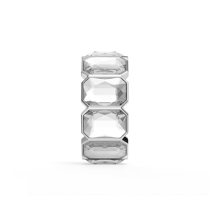 Octagon Band Ring Clear Crystals Rhodium Plated