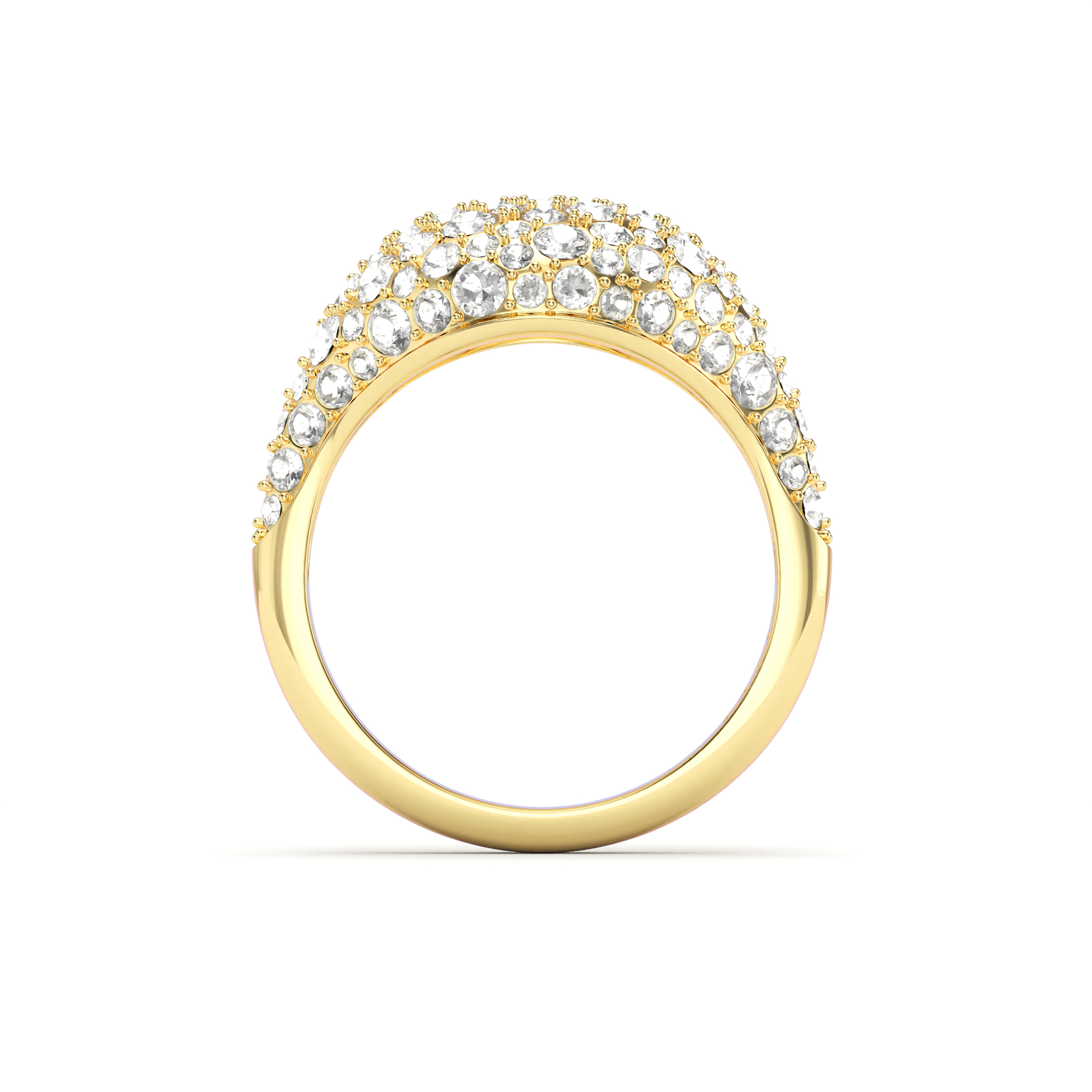 Pave Dome Cocktail Ring Clear Crystals Gold Plated