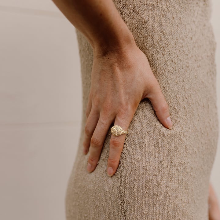Pave Dome Cocktail Ring Clear Crystals Gold Plated