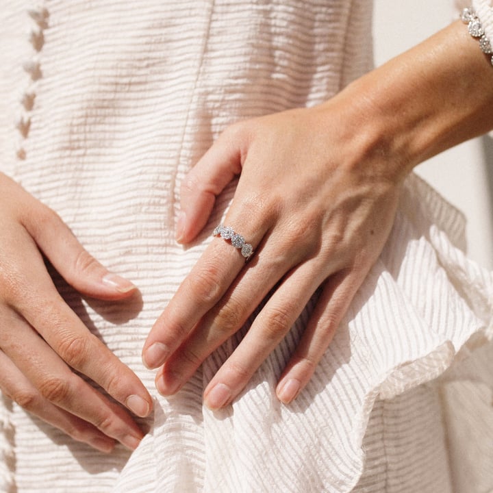 Angelic Band Ring Clear Crystals Rhodium Plated