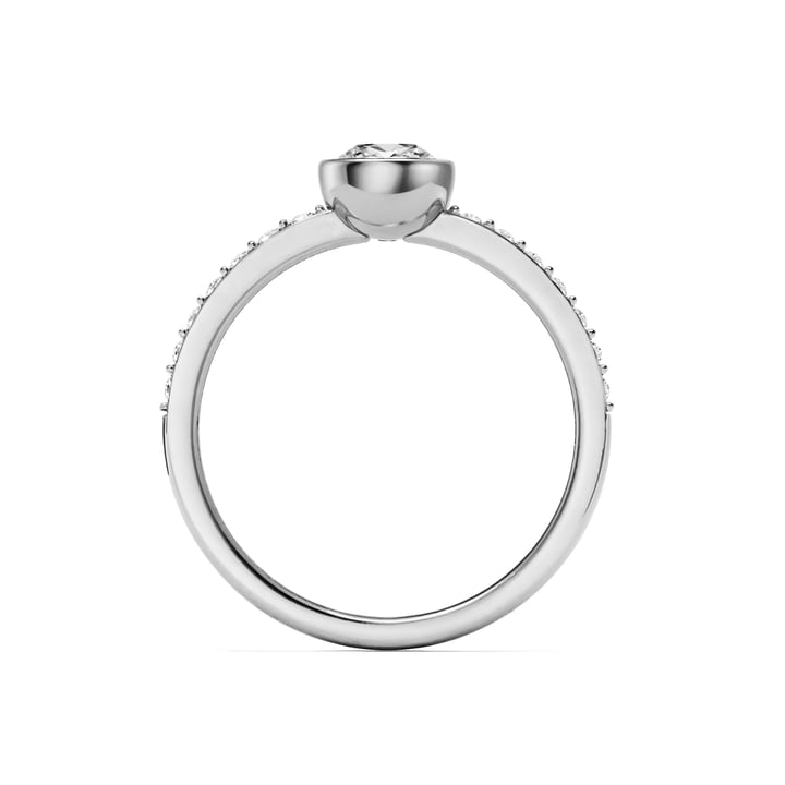 Solitaire Petite Round Ring Clear Crystals Rhodium Plated