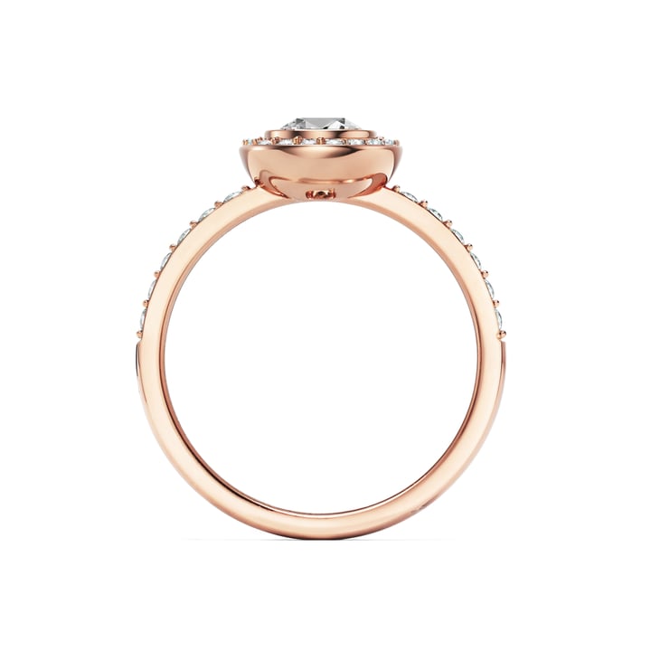 Halo Angelic Round Statement Ring with Clear Crystals Rose Gold Plated