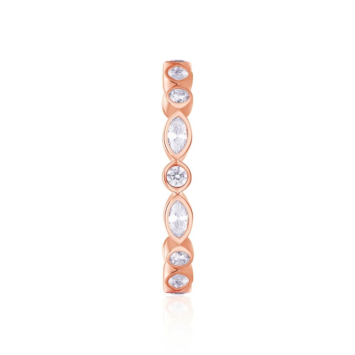 Alluring Brilliant Marquise Cut Stackable Ring 925 Sterling Silver Rose Gold Plated