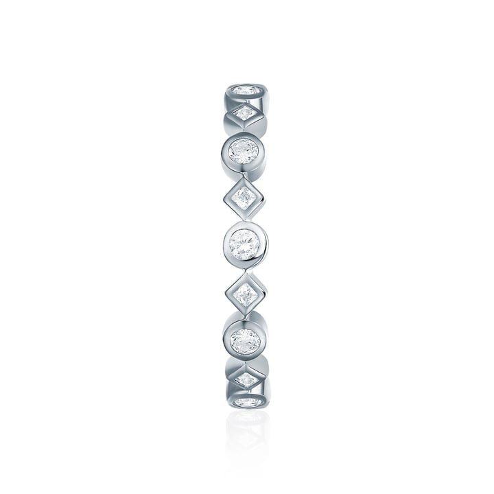 Alluring Brilliant Princess Cut Stackable Ring Sterling Silver White Gold Plated Stack