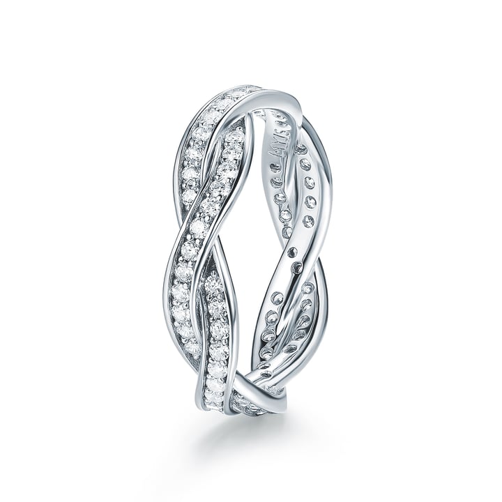 Love Eternal Braided Pave Zirconia Stackable Ring Sterling Silver White Gold Plated Stack